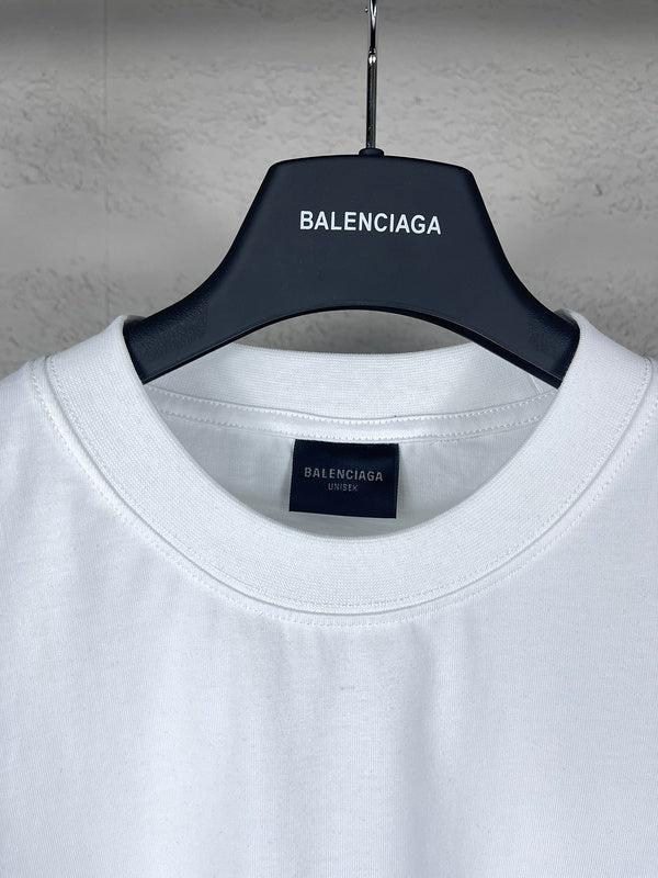 Close-up of Balenciaga t-shirt craftsmanship