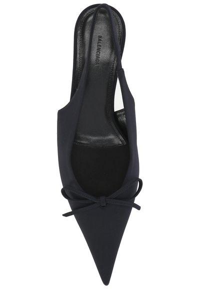 Close-up of Balenciaga pumps hardware and fine stitching