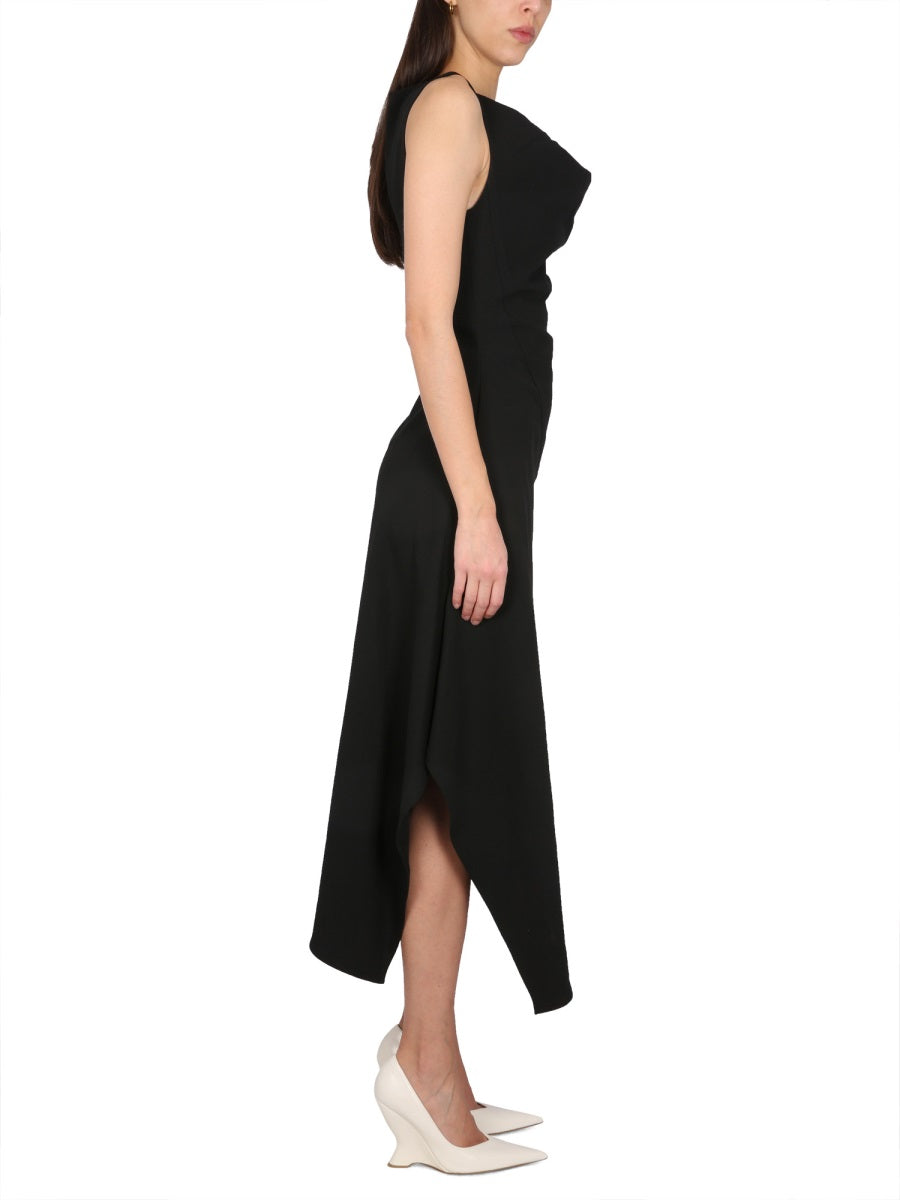 Bottega Veneta Dresses? Bottega Veneta Women Asymmetrical Midi Dress Elegant Designer Evening Dress