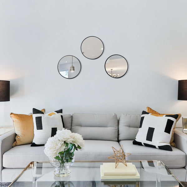 (4 Pack) X Black round Small Decorative Wall Mirror