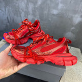Balenciaga Red High-Top Sneakers - Close-Up Texture View
