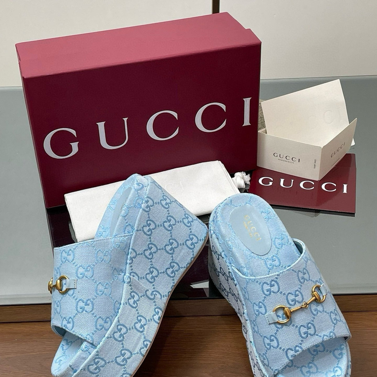 Gucci Shoes- Gucci Wedge Sandals Premium Designer Casual Shoes