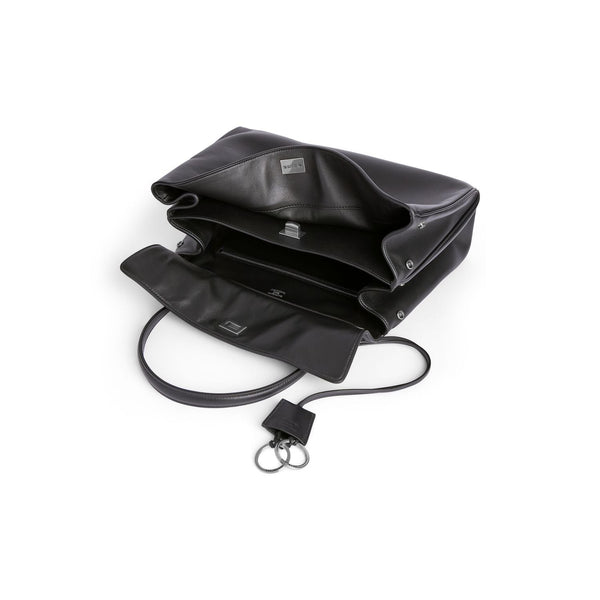 Close-up of Balenciaga handbags hardware and fine stitching