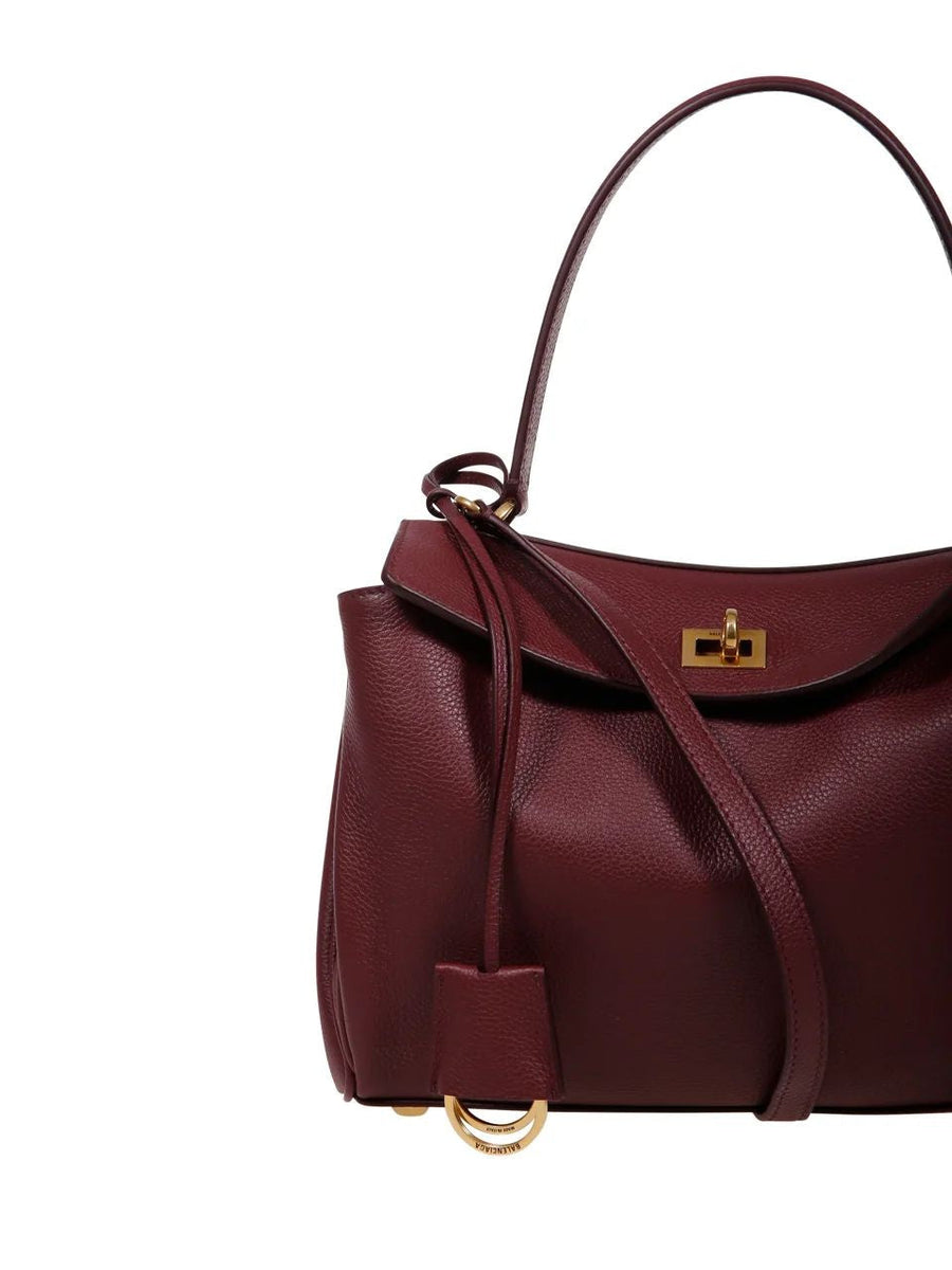 Close-up of Balenciaga handbags hardware and fine stitching