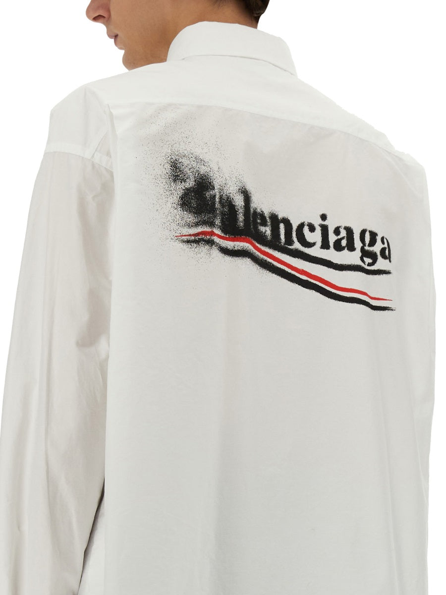 Close-up of Balenciaga shirts hardware and fine stitching