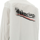 Close-up of Balenciaga shirts hardware and fine stitching