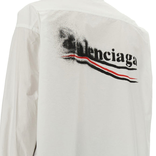 Close-up of Balenciaga shirts hardware and fine stitching