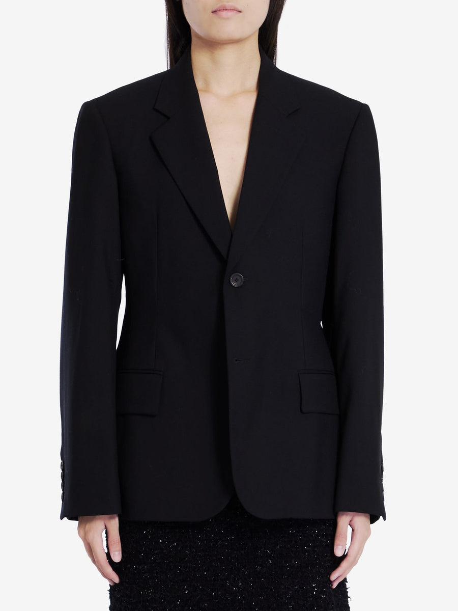 Balenciaga Jackets? BALENCIAGA Wool Jacket with Peaked Lapels for Women - Regular Fit Premium Casual Designer Jacket