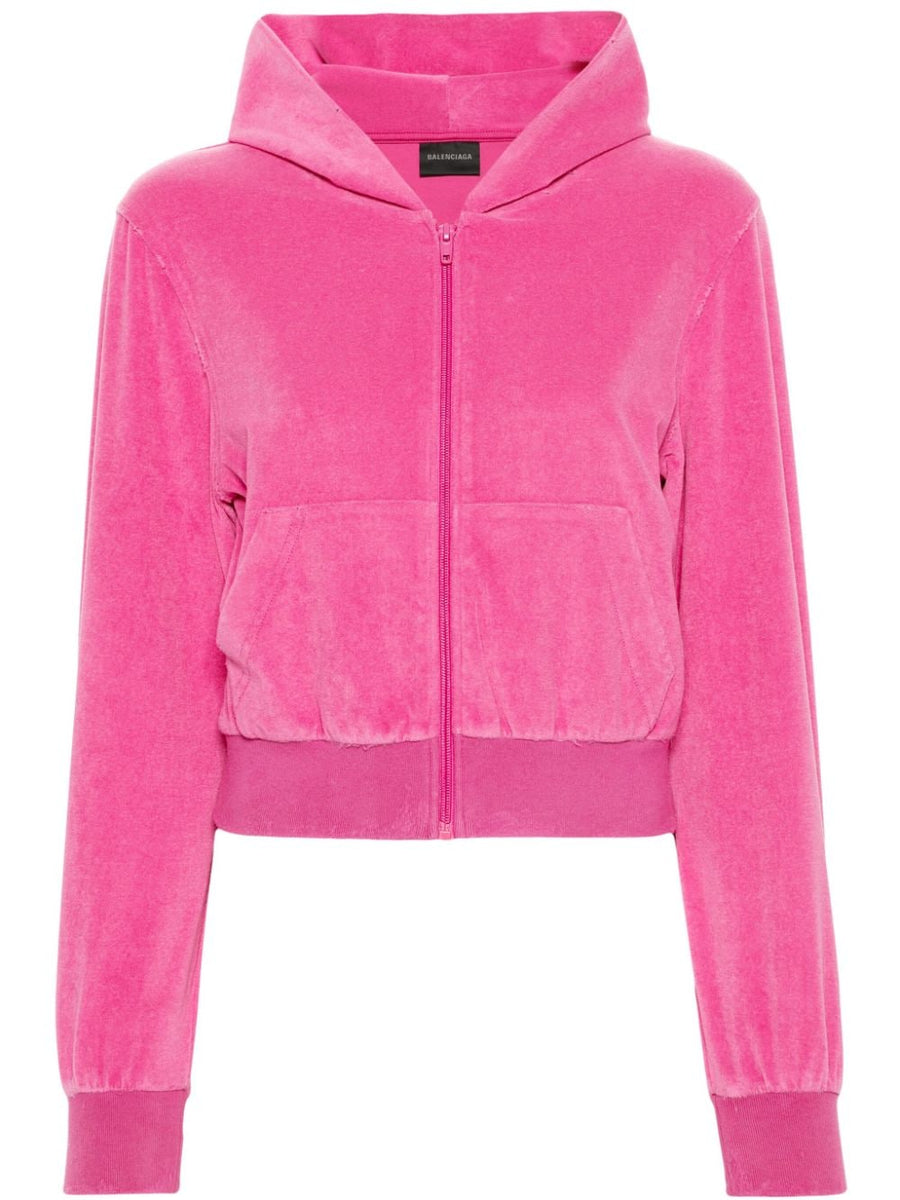 Balenciaga Hoodies? BALENCIAGA Mini Velvet Zipped Hoodie for Women Comfortable Luxury Streetwear Hoodie