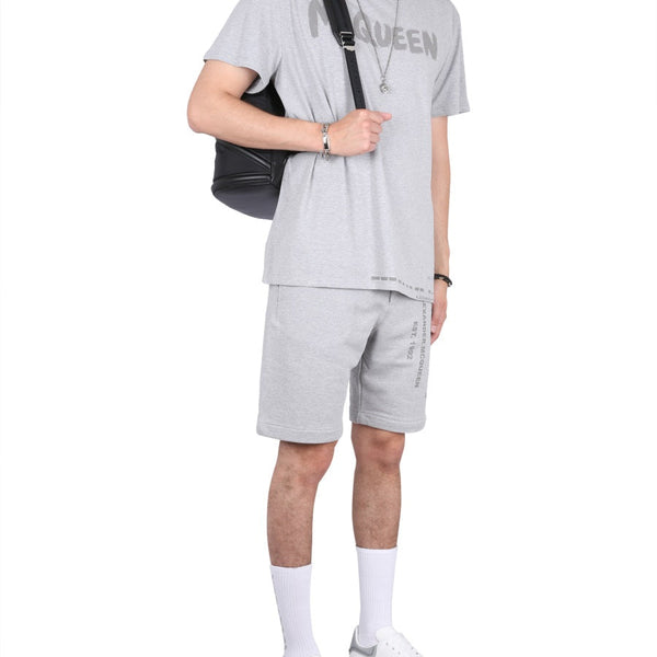 Alexander McQueen Shorts? Alexander Mcqueen Men Bermuda Shorts With Graffiti Logo Print Everyday Lightweight Designer Shorts