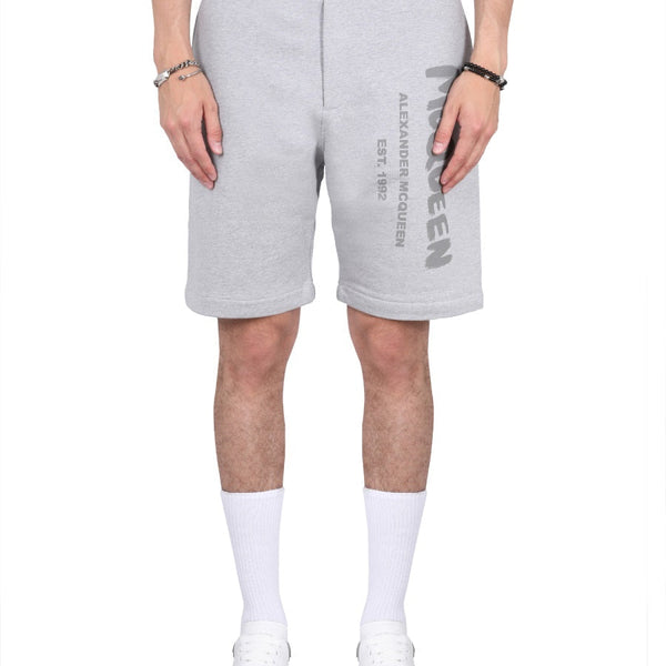 Alexander McQueen Shorts? Alexander Mcqueen Men Bermuda Shorts With Graffiti Logo Print Everyday Lightweight Designer Shorts
