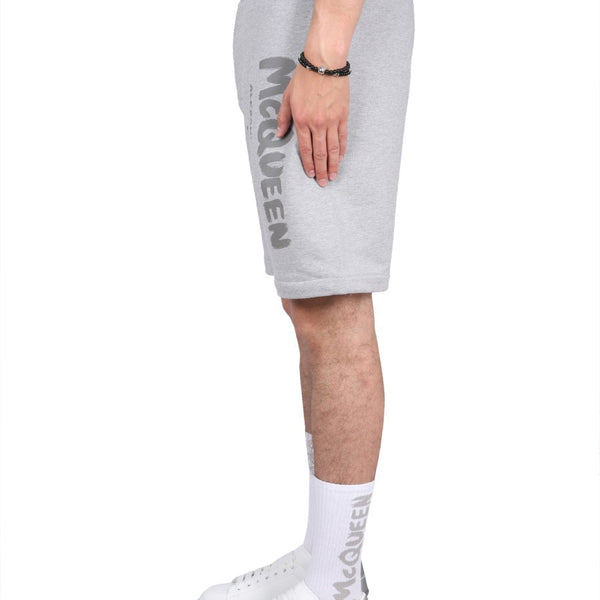 Alexander McQueen Shorts? Alexander Mcqueen Men Bermuda Shorts With Graffiti Logo Print Everyday Lightweight Designer Shorts