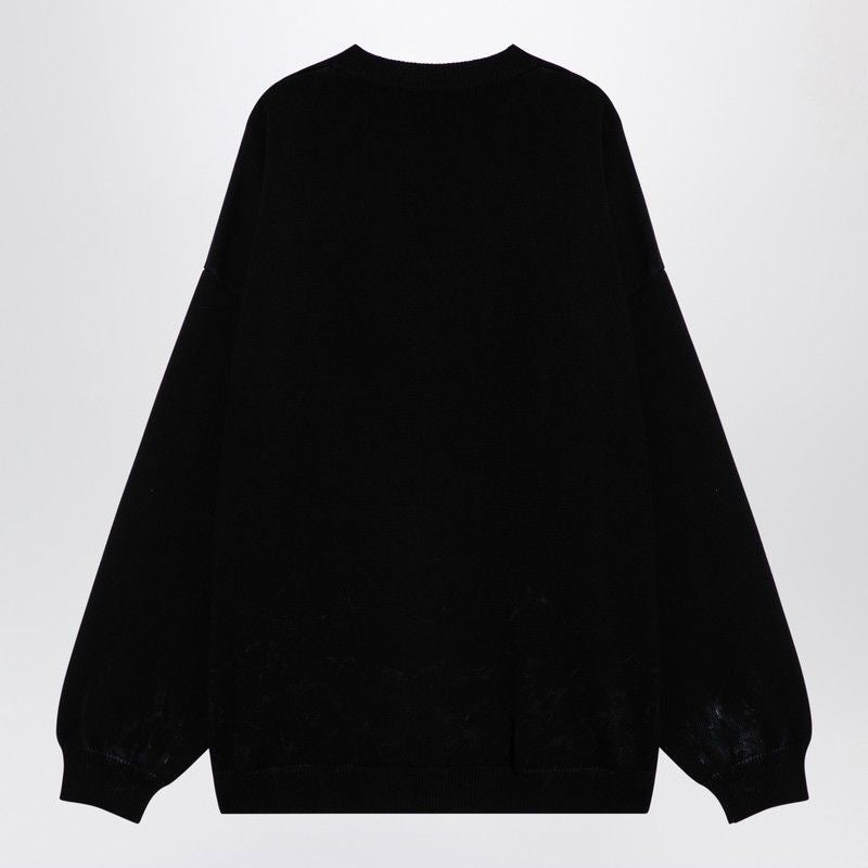 Balenciaga Sweaters? BALENCIAGA Oversized Cotton Blend Crew Neck Jumper with Print Premium Casual Designer Knitwear