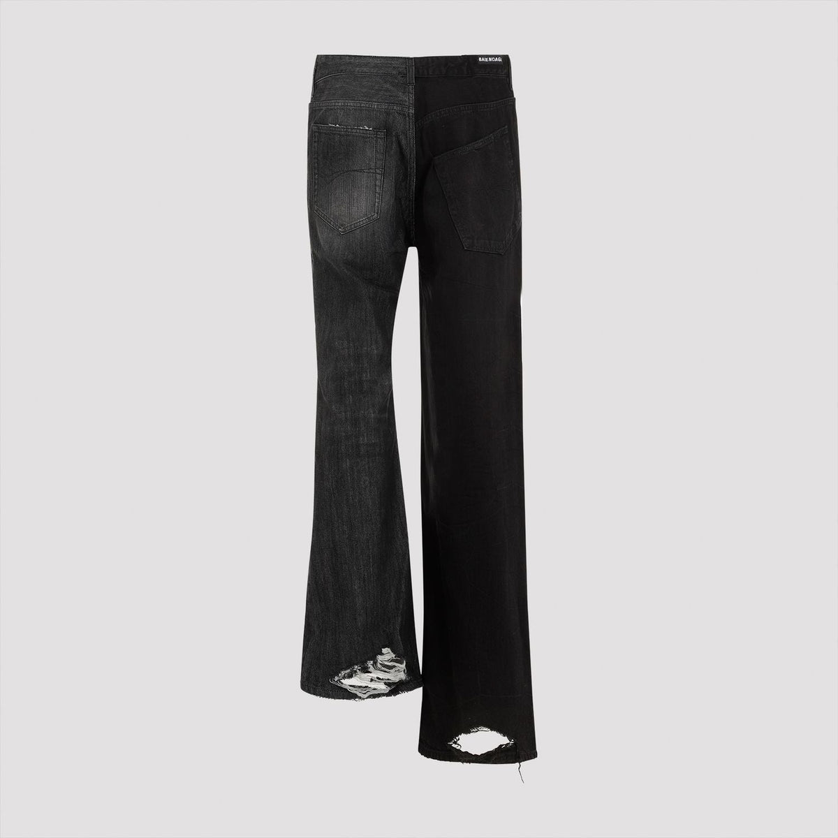 Balenciaga Jeans- BALENCIAGA Asymmetrical Leg Length Jeans - Mid-Rise Drawstring Waist Classic Everyday Designer Jeans