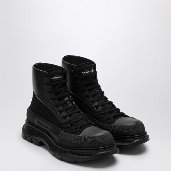 Alexander McQueen Shoes? Alexander Mcqueen Black Canvas Tread Slick Boots Men Premium Designer Casual Shoes