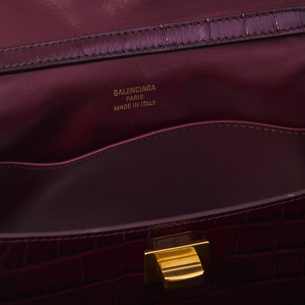 Close-up of Balenciaga handbags hardware and fine stitching