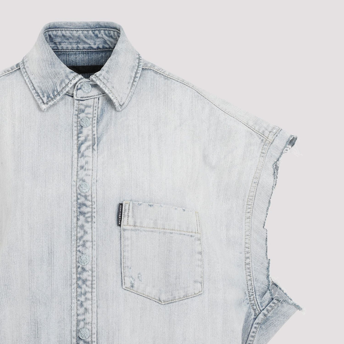 Balenciaga Tops? BALENCIAGA Ripped Sleeve Shirt for Men - FW24 Collection Elegant Everyday Designer Top
