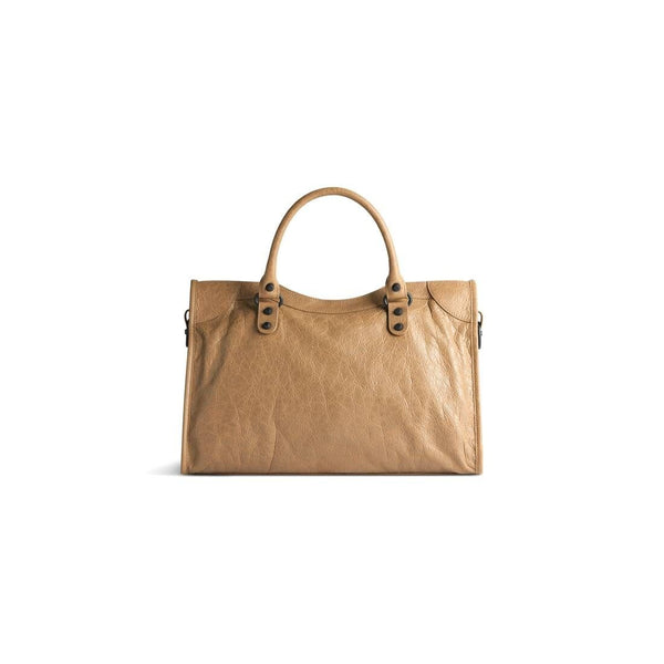 Close-up of Balenciaga handbags hardware and fine stitching