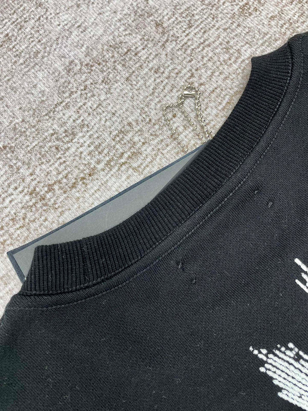 Close-up of Amiri hoodie craftsmanship