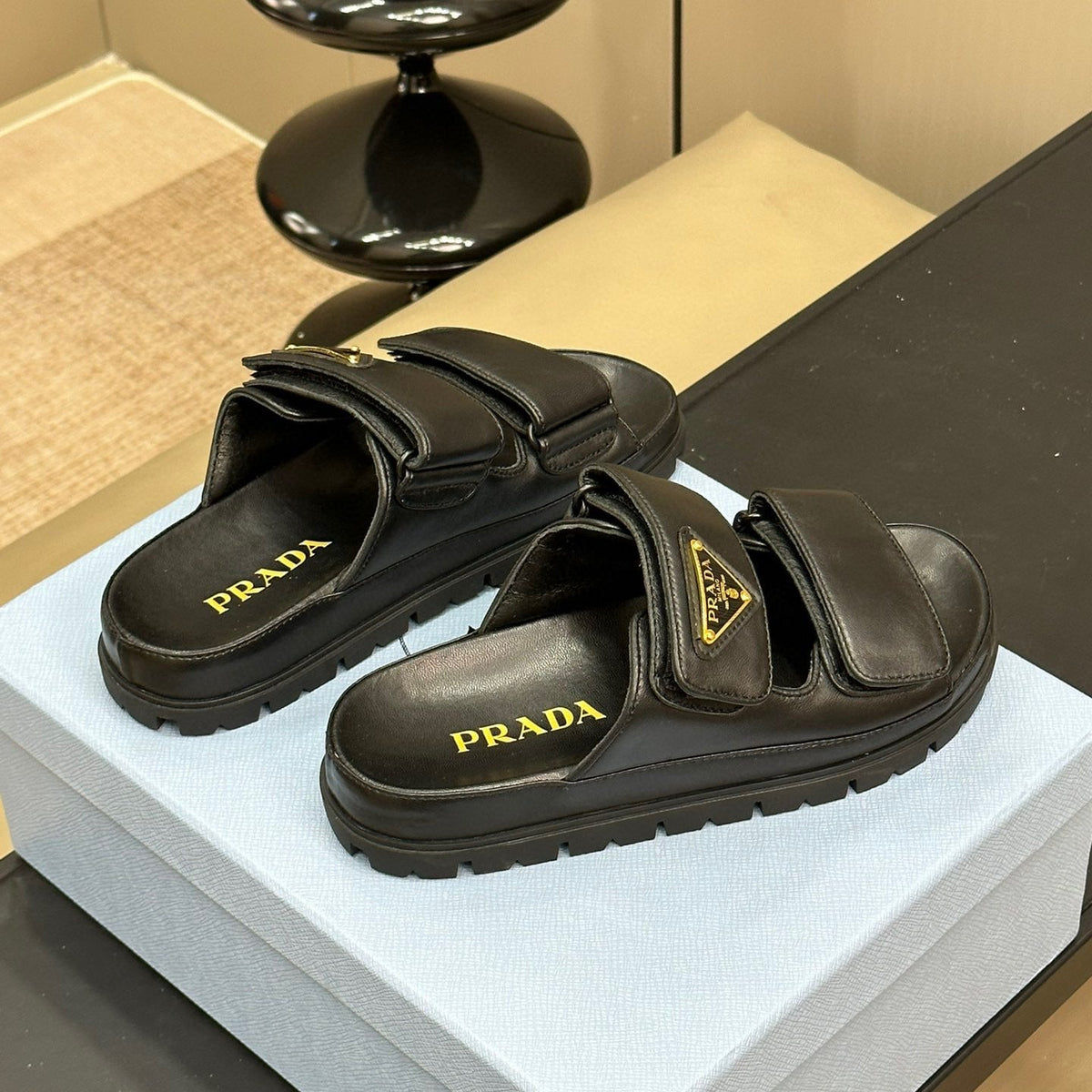 Shoes- Pd Nappa Leather Slides Premium Designer Casual Shoes