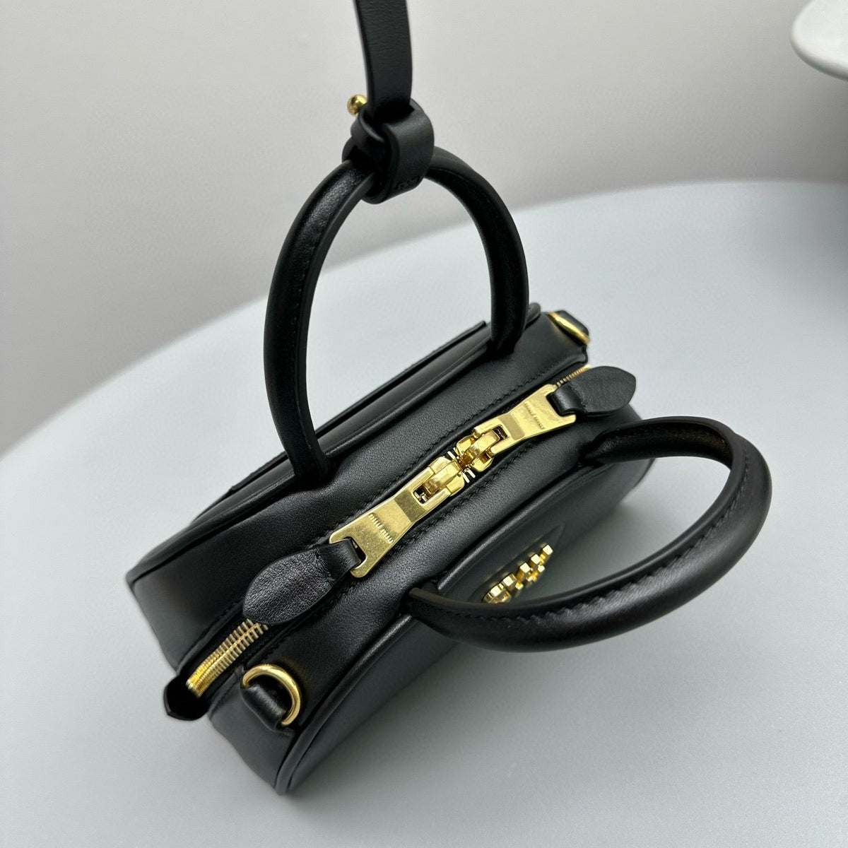 Bags- Miu M Leather Top Handle Bag Luxury Designer Leather Handbag