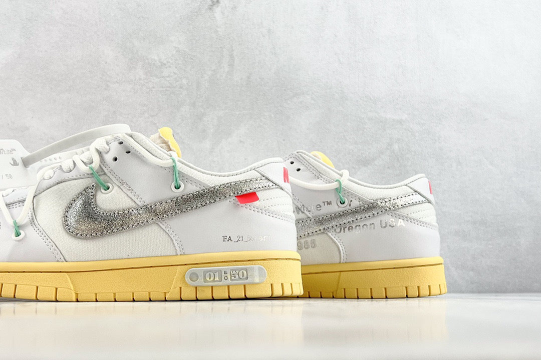 Off-White Shoes- Off-White Nike x Off White Dunk Low Lot 1 Trainers Comfortable Everyday Designer Shoes