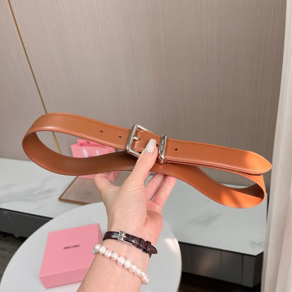 Belts- Miu M Belt 3.5 Cm Classic Everyday Designer Belt