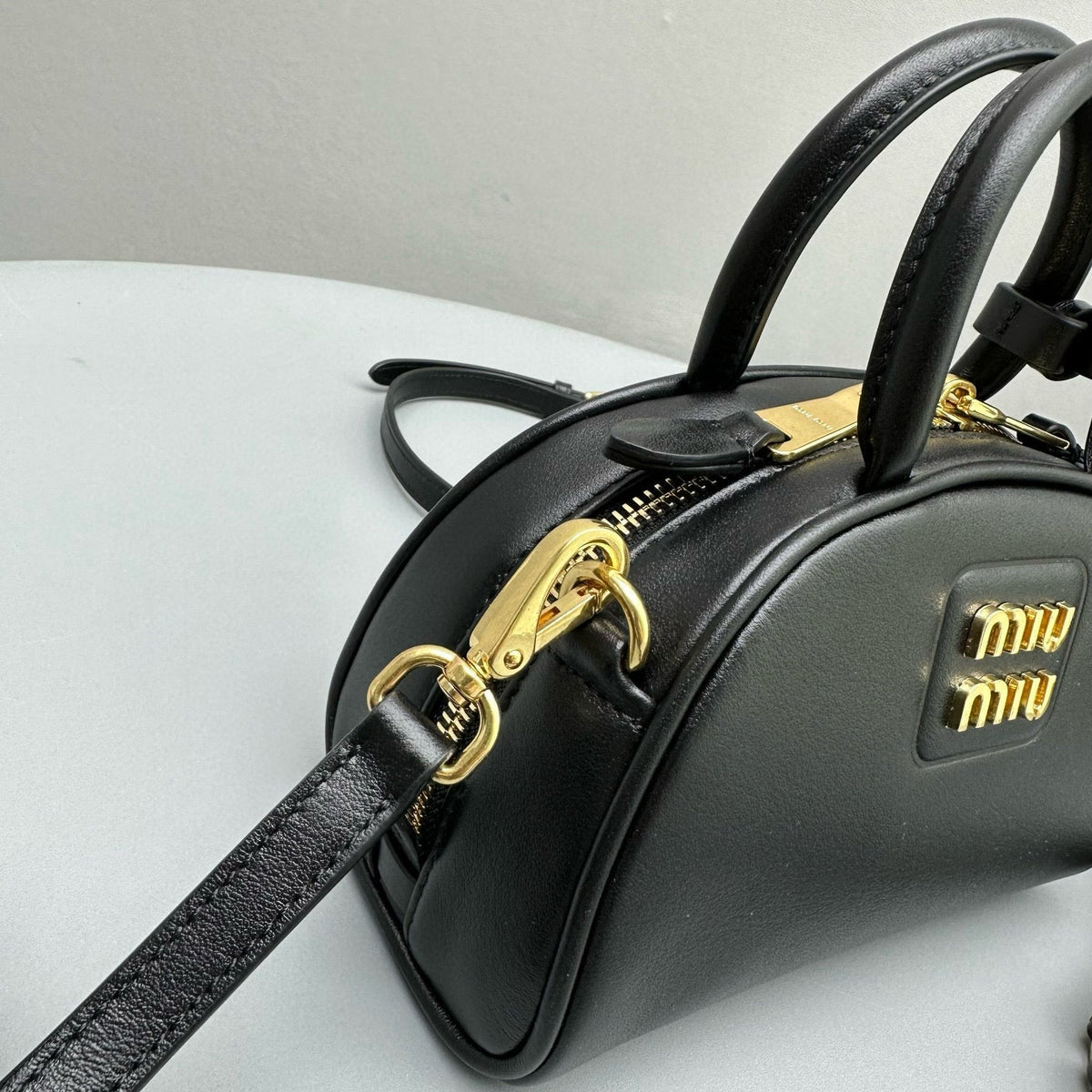 Bags- Miu M Leather Top Handle Bag Luxury Designer Leather Handbag