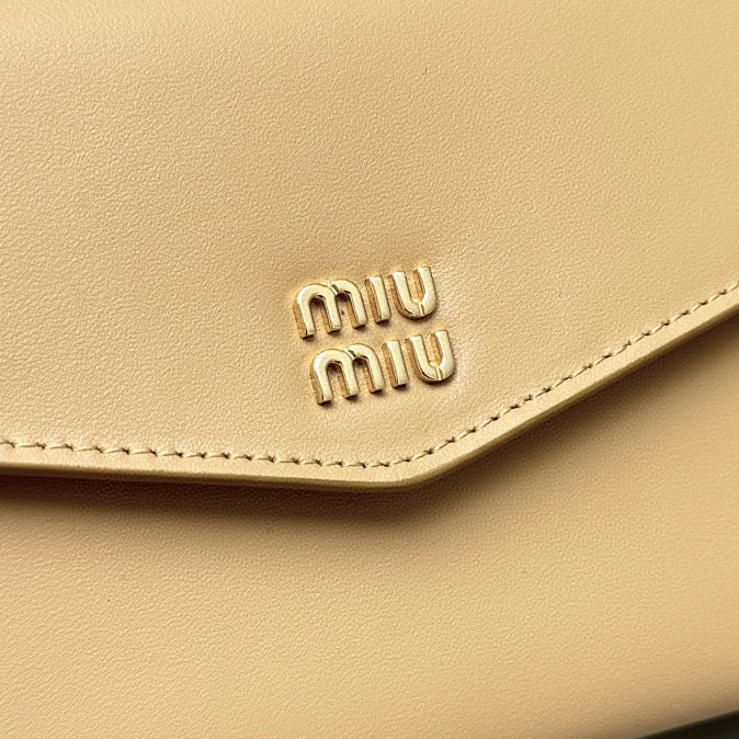 Wallets- Miu M Shoulder Strap Wallet Elegant Everyday Leather Wallet