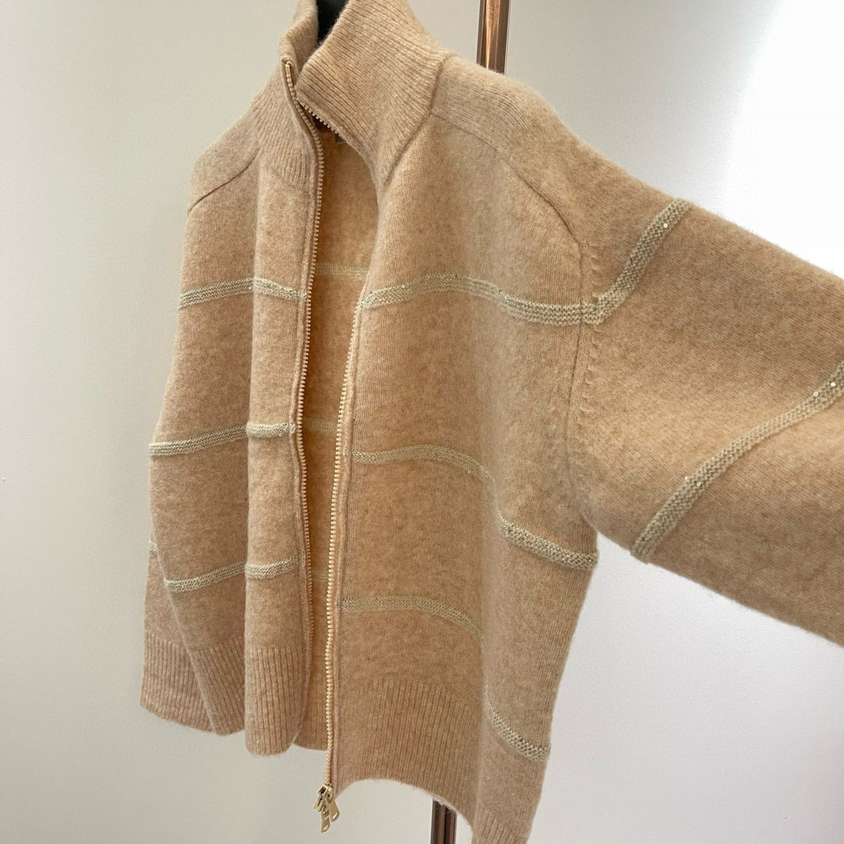 Front view of Brunello Cucinelli Zip Cardigan premium piece