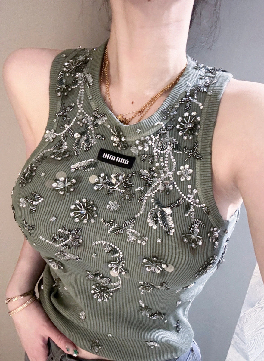 Tops- Miu M Tank Top Premium Designer Casual Top