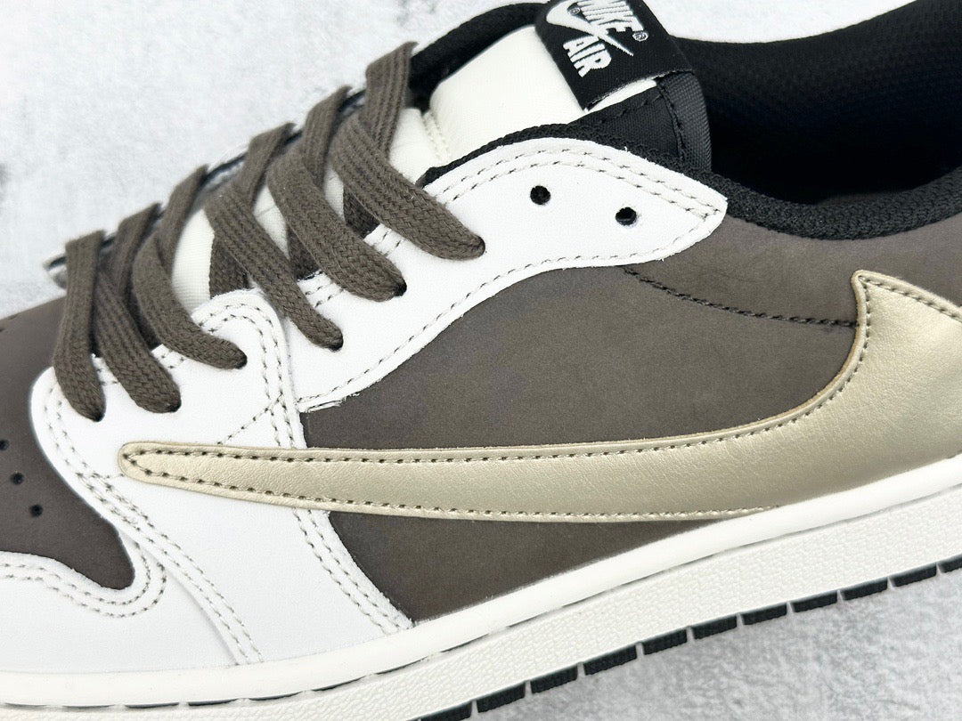 Jordan Shoes- Jordan Travis S x Jordan 1 Low Reverse Mocha Premium Designer Casual Shoes