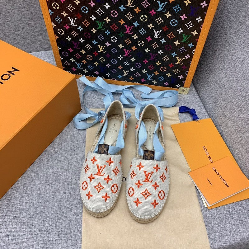 Louis Vuitton Grey Pointed-Toe Flats - Back View