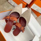 Hermès Black Bow-Detail Flats - Sole Detail View