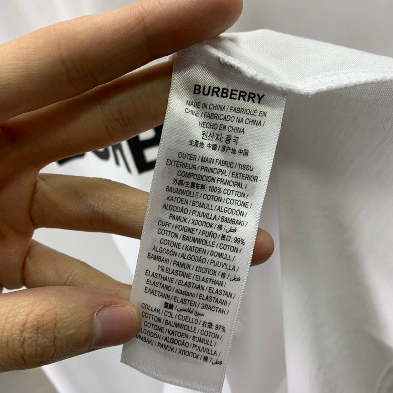Close-up of Burberry t-shirt craftsmanship