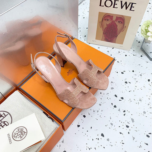 Hermès Tan Espadrille Wedge Sandals - Full Silhouette View