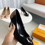 Louis Vuitton Red Block Heel Pumps - Sole Detail View
