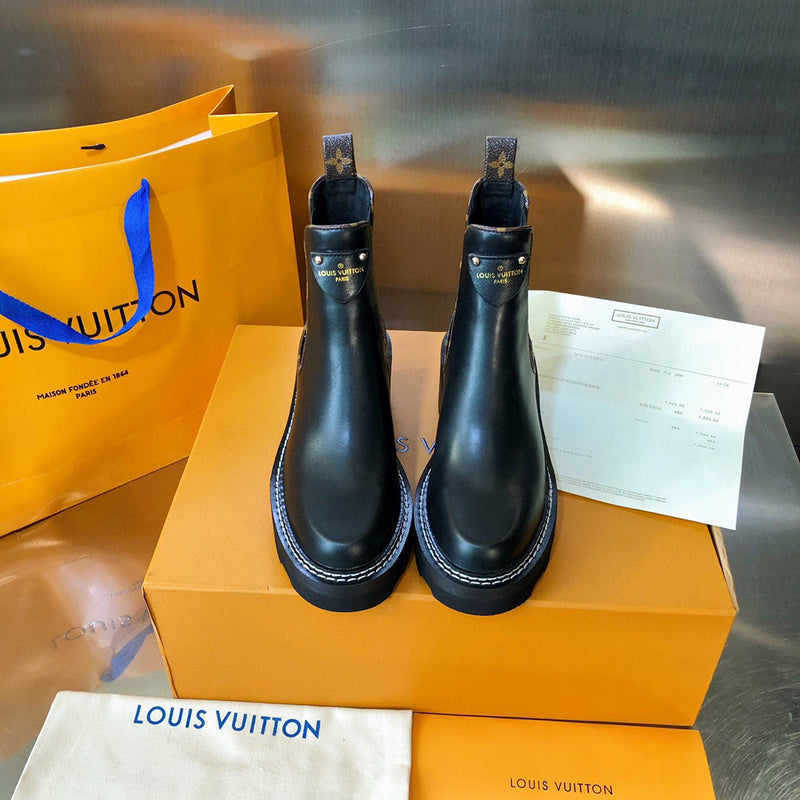 Close-up of Louis Vuitton shoes craftsmanship