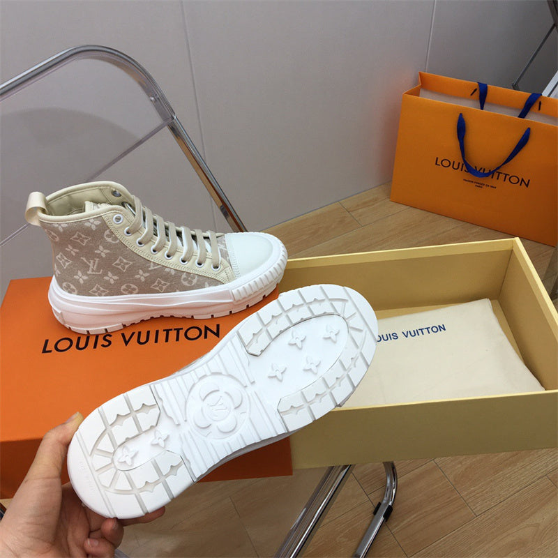 Louis Vuitton Black High-Top Sneakers - Back View