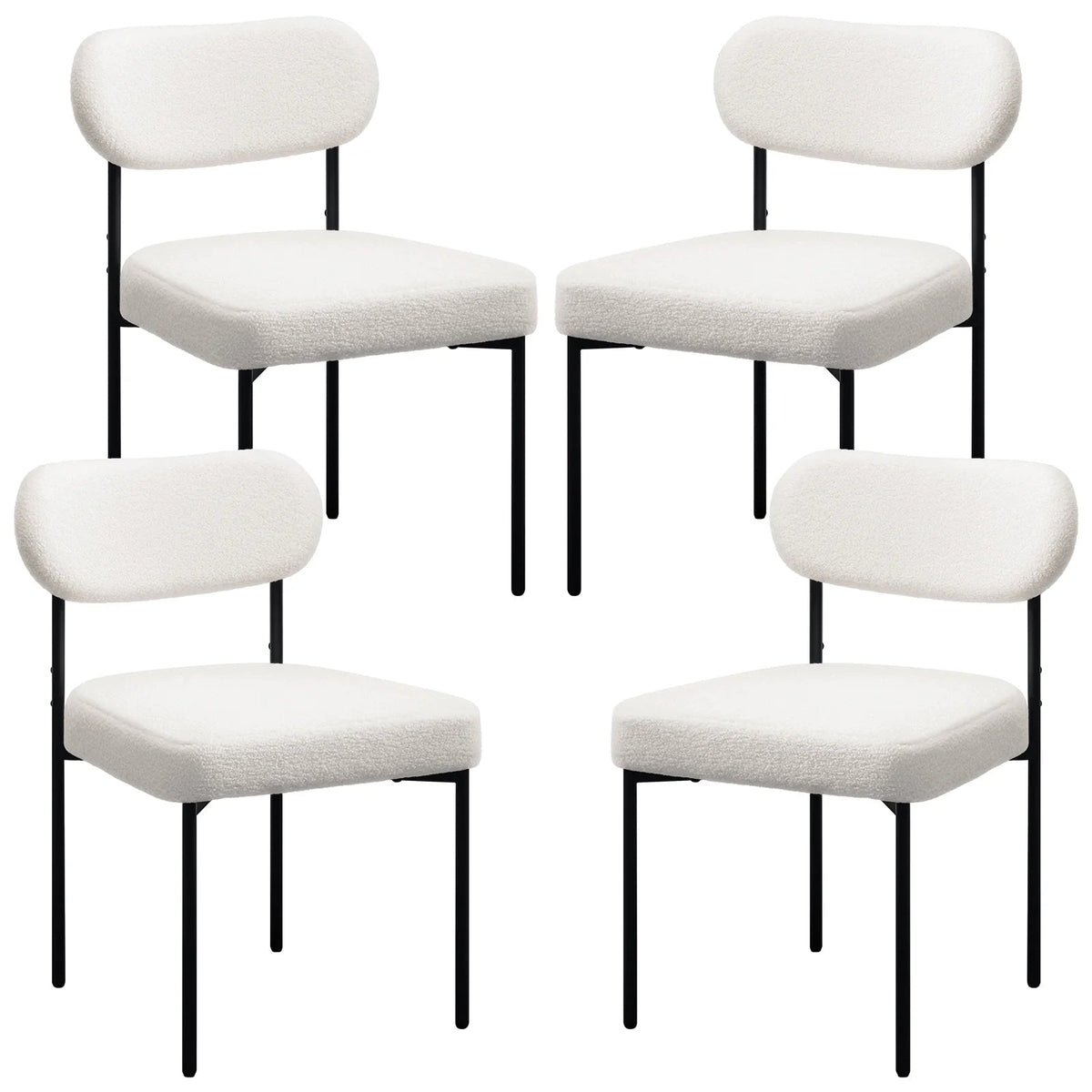 Boucle Dining Chairs Set of 4 Modern Upholstered Kitchen Dining Room Chairs