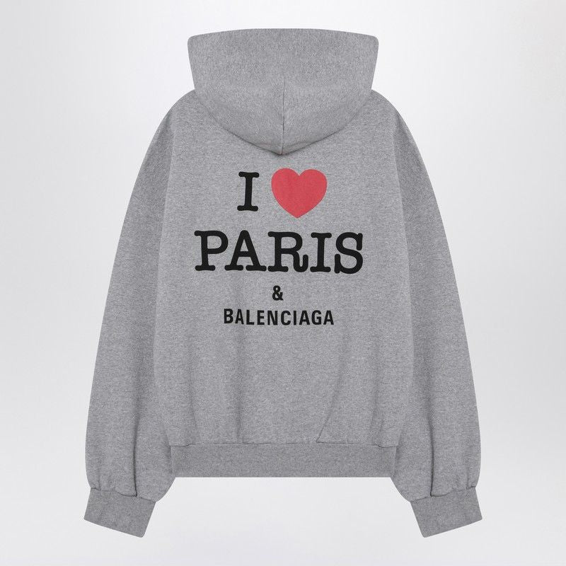 Balenciaga Hoodies? BALENCIAGA Oversized Zip-Up Hoodie - I Love Paris Comfortable Luxury Streetwear Hoodie