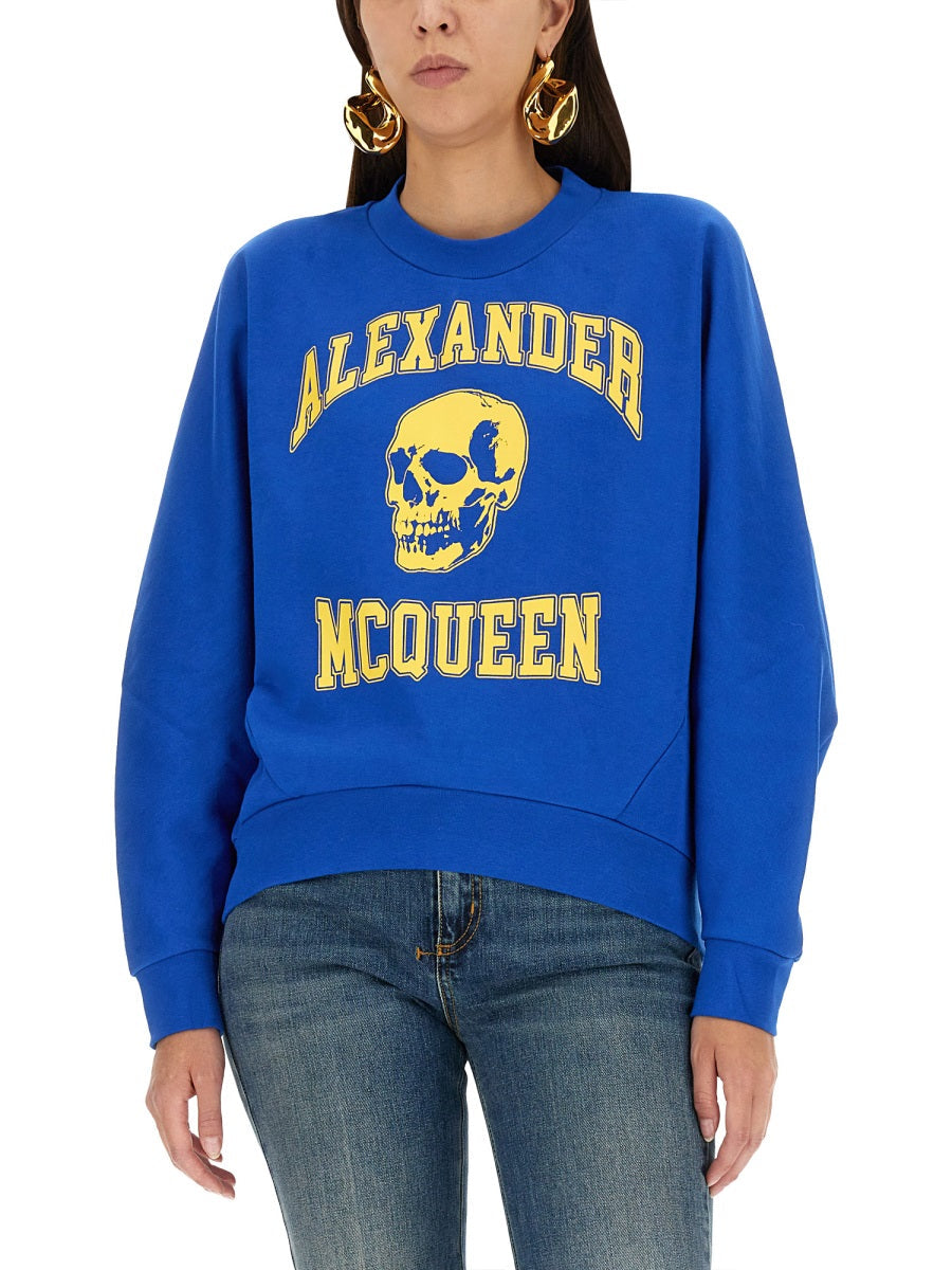Alexander McQueen Hoodies- Alexander Mcqueen Women Varsiity Skull Sweatshirt Premium Designer Casual Hoodie