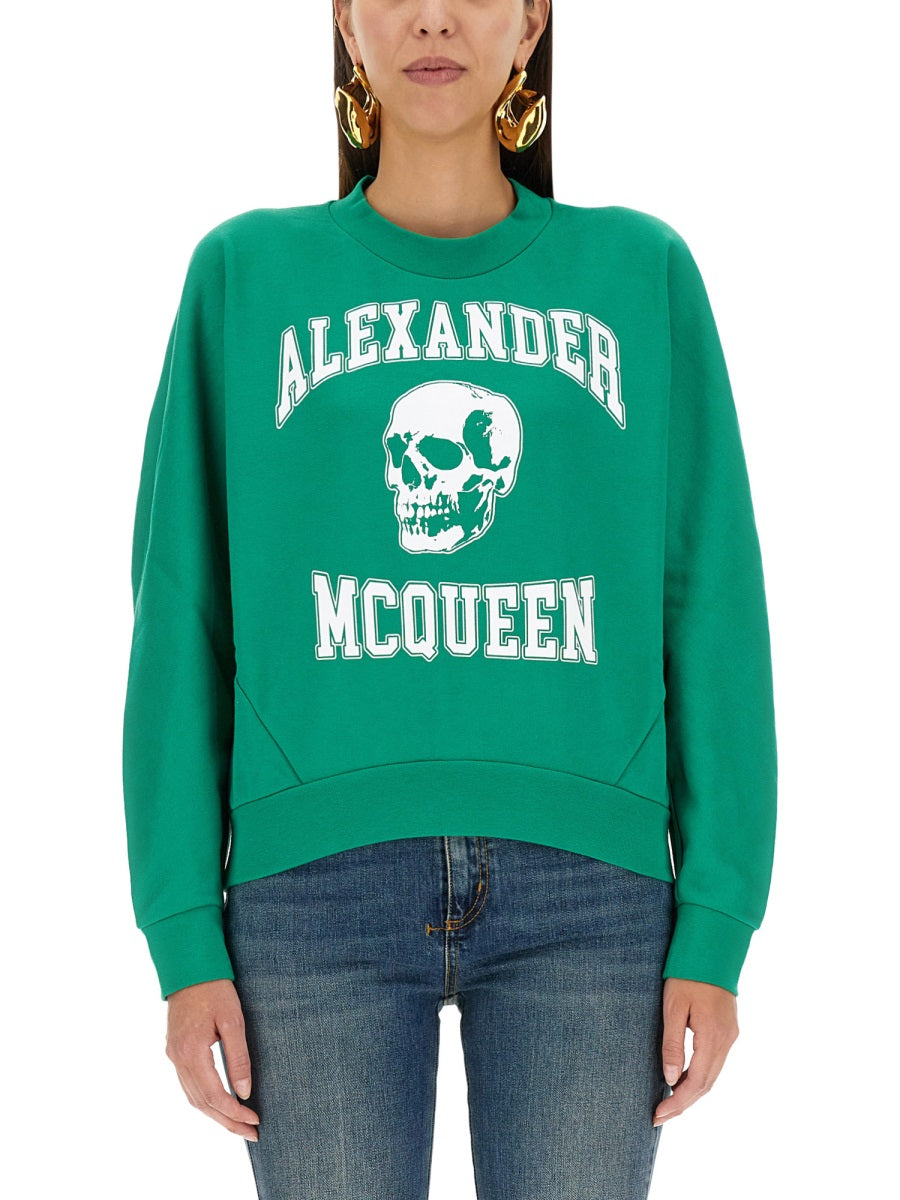 Alexander McQueen Hoodies? Alexander Mcqueen Women Varsiity Skull Sweatshirt Comfortable Luxury Streetwear Hoodie