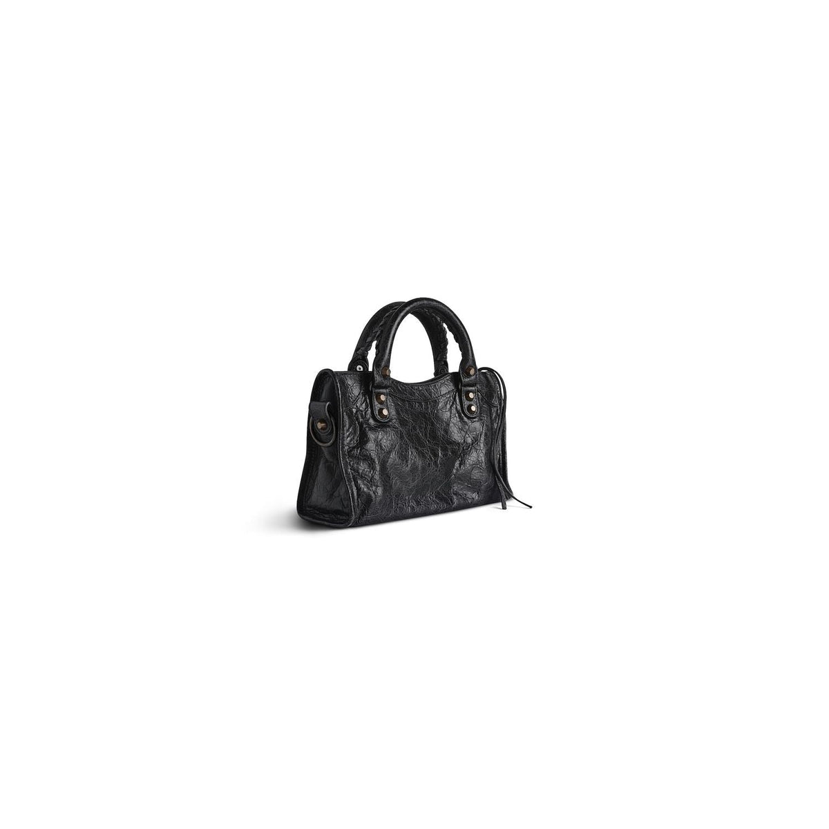 Close-up of Balenciaga handbags hardware and fine stitching