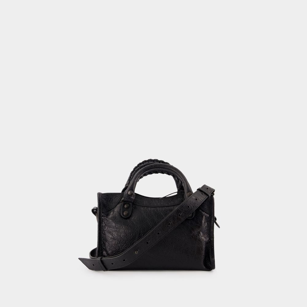Close-up of Balenciaga handbags hardware and fine stitching