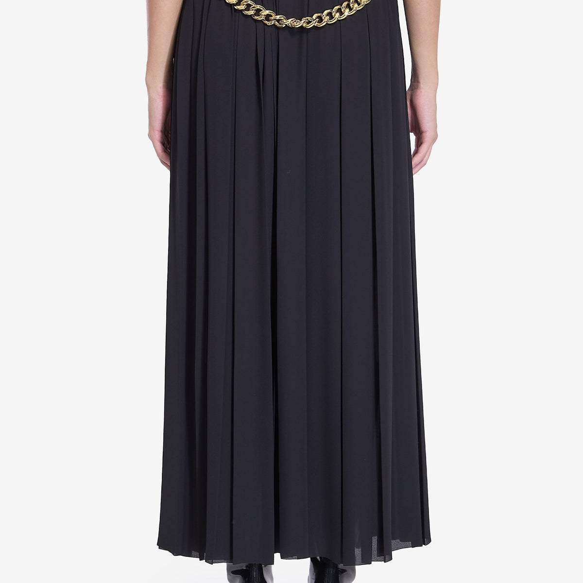 Balenciaga Skirts? BALENCIAGA High-Waisted Pleated Skirt with Chain Detail - Ankle Length Chic Everyday Designer Skirt
