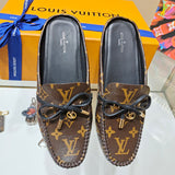 Louis Vuitton Tan Pointed-Toe Flats - Heel Detail View