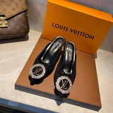 Louis Vuitton Beige Ankle Strap Heels - Toe Detail View