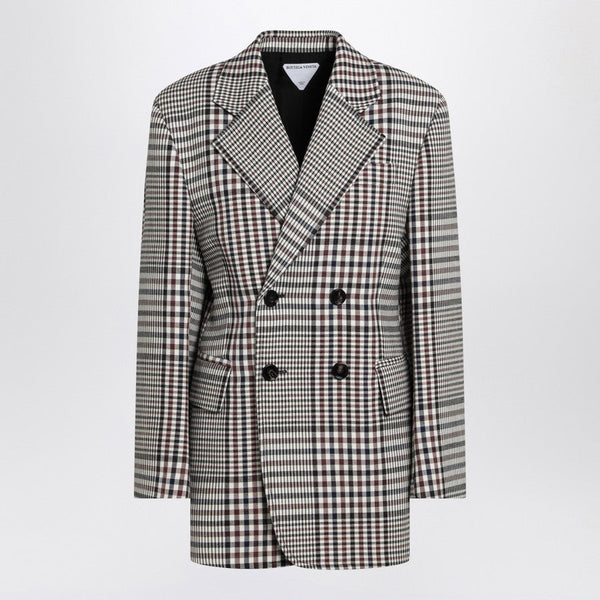 Bottega Veneta Jackets? Bottega Veneta Women Double-Breasted Checkered Jacket In Structured Cotton Stylish Everyday Designer Outerwear