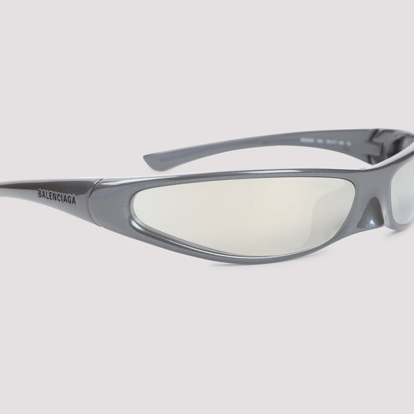 Close-up of Balenciaga sunglasses hardware and fine stitching